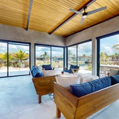 Relaxing lagoonfront villa with private pool, dock, cafe & on-site spa
