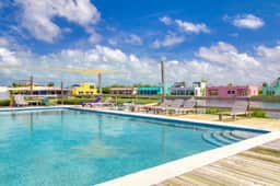 Lagoonfront villa near town with pool, sea view, & central AC