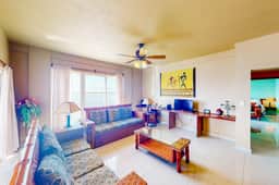 Waterfront resort villa with water views, balcony, full kitchen, & washer dryer
