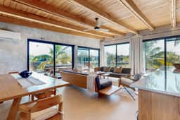 Spacious waterfront villa with splash pool, beach access & private terrace