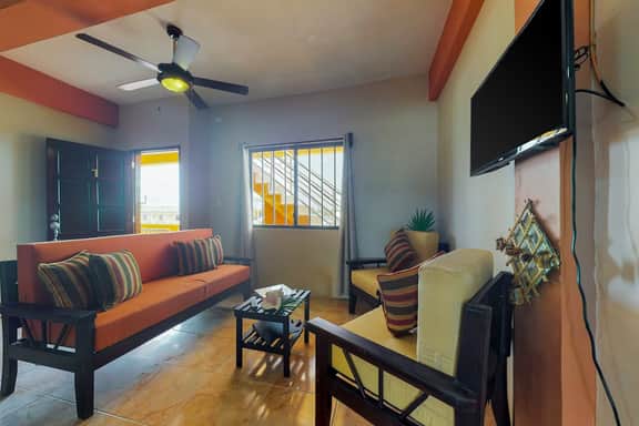 Inviting apartment w ocean views, a shared rooftop, laundry, WiFi & partial AC