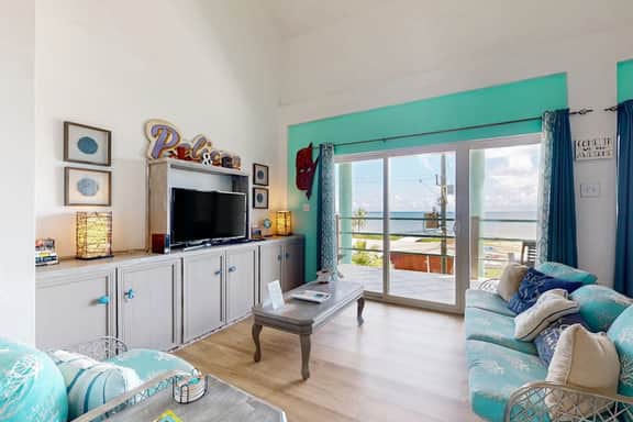 Lagoonfront villa near town with pool, sea view, & central AC