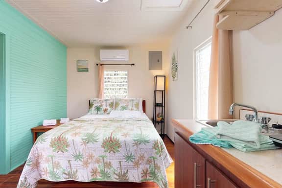 Colorful studio cabana with WiFi, partial AC, yard & picnic area - walk to town