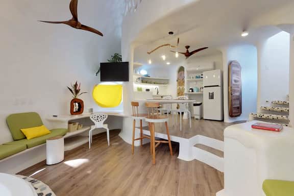 Lagoon view retreat villa with pool, private hot tub, & AC
