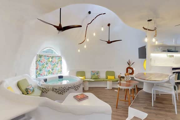 Lagoon view retreat villa with pool, private hot tub, & AC