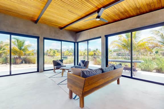 Spacious waterfront villa with private plunge pool, deck & full kitchen