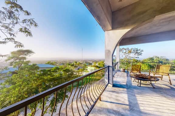 Enchanting home with pool, volleyball, mountain & city views & AC
