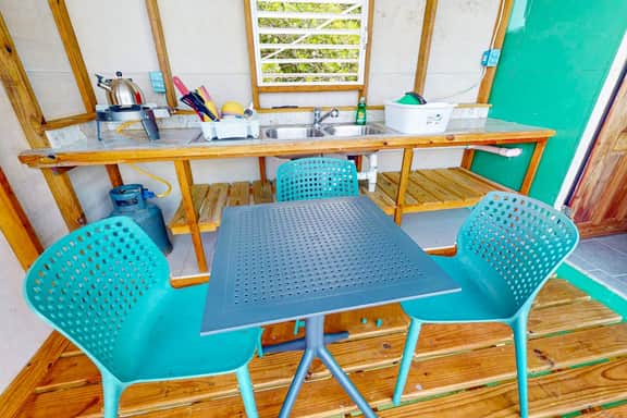 Oceanfront cabin w overwater kitchenette, sea views & private deck