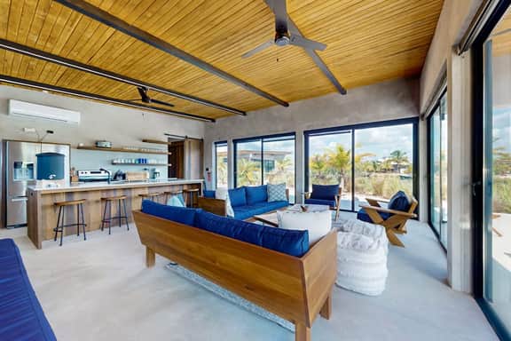 Relaxing lagoonfront villa with private pool, dock, cafe & on-site spa