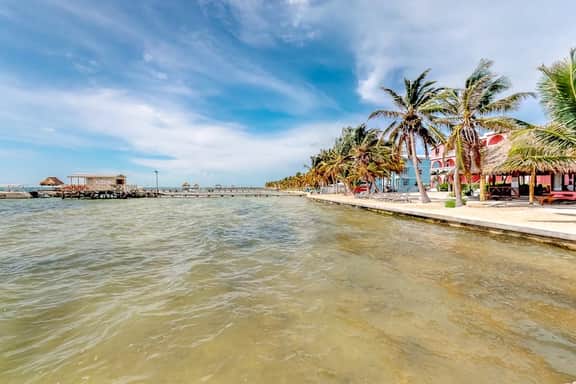 Ocean-view studio with pool, WiFi & partial AC - steps from the beach