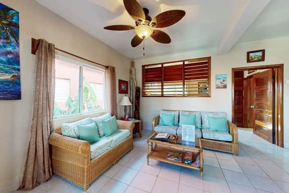 Ocean-view condo with pool, immediate beach access & partial AC