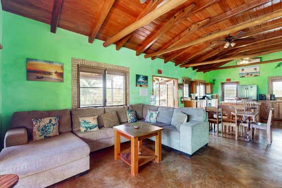 Waterfront villa with private pool, balcony, partial AC, fast WiFi - near beach