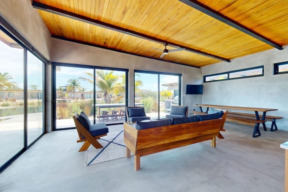Spacious dog-friendly villa with king beds, private pool, water views & BBQ deck